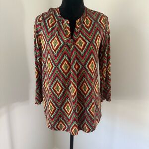 Jones New York Multicolor Geometric Print Women's Top Medium